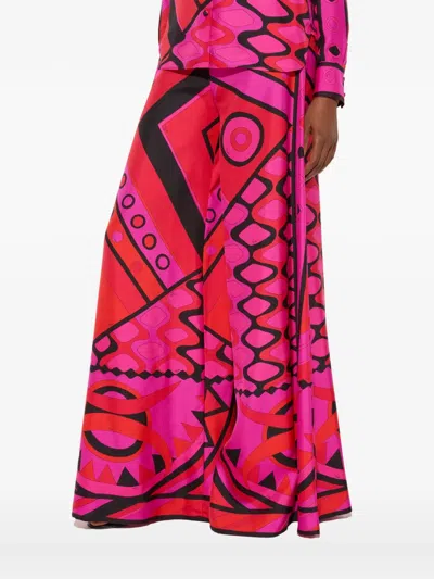 Pucci Printed Silk-twill Wide-leg Pants In Multi