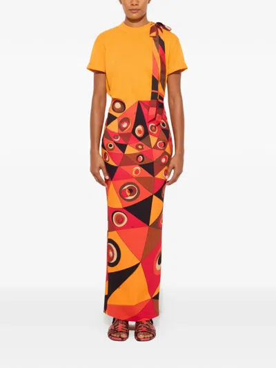 Pucci Occhi Print Long Skirt In Multi