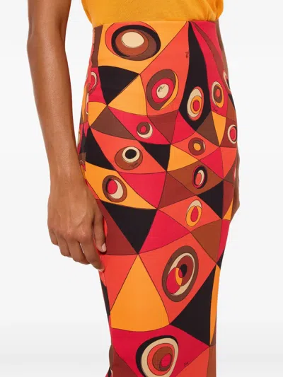 Pucci Occhi Print Long Skirt In Multi