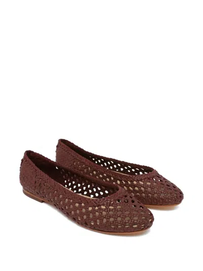 Dragon Diffusion Woven Leather Ballet Flats In Brown