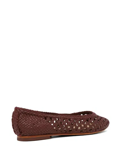 Dragon Diffusion Woven Leather Ballet Flats In Brown