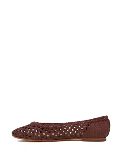 Dragon Diffusion Woven Leather Ballet Flats In Brown