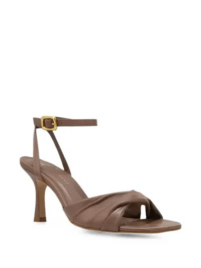 Carrano Ruched-strap Sandals In Brown