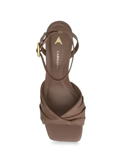 Carrano Ruched-strap Sandals In Brown