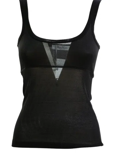 Max Mara Sheer-panel Tank Top In Black