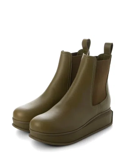 Ferragamo Elasticated-panel Pull-tab Boots In Brown