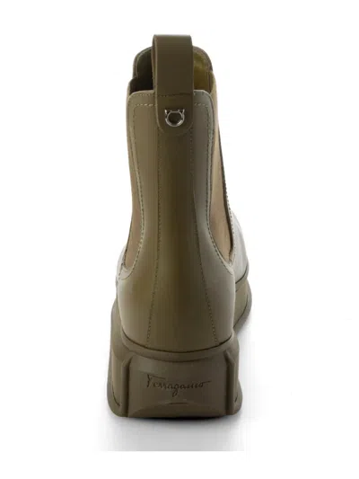 Ferragamo Elasticated-panel Pull-tab Boots In Brown