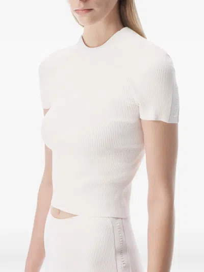 Alexander Wang Debossed-logo Ribbed T-shirt In White