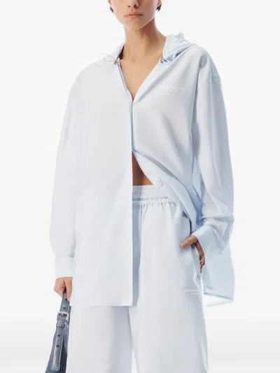 Alexander Wang Striped Drawstring Shirt In Blue