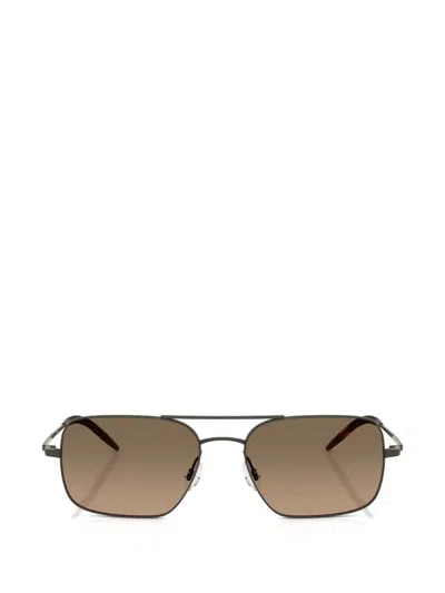 Oliver Peoples 55mm Victory Ii Polarized Rectangular Sunglasses In Brown