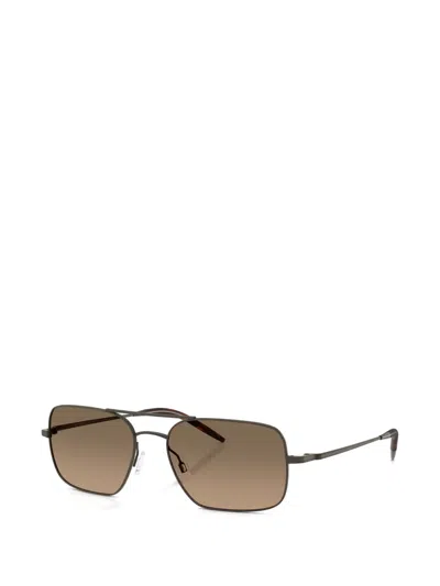 Oliver Peoples 55mm Victory Ii Polarized Rectangular Sunglasses In Brown