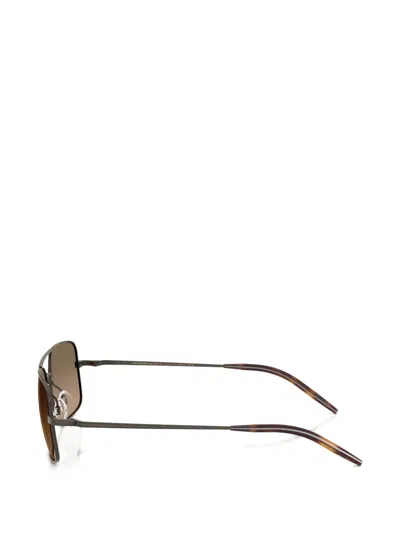 Oliver Peoples 55mm Victory Ii Polarized Rectangular Sunglasses In Brown