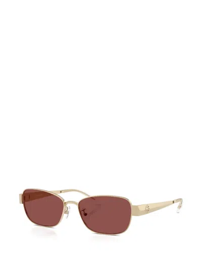 Tory Burch 55mm Gradient Polarized Rectangular Sunglasses In Gold