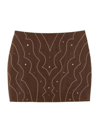 Venuja Crystal-embellished Wavy-pattern Beach Cover-up In Brown