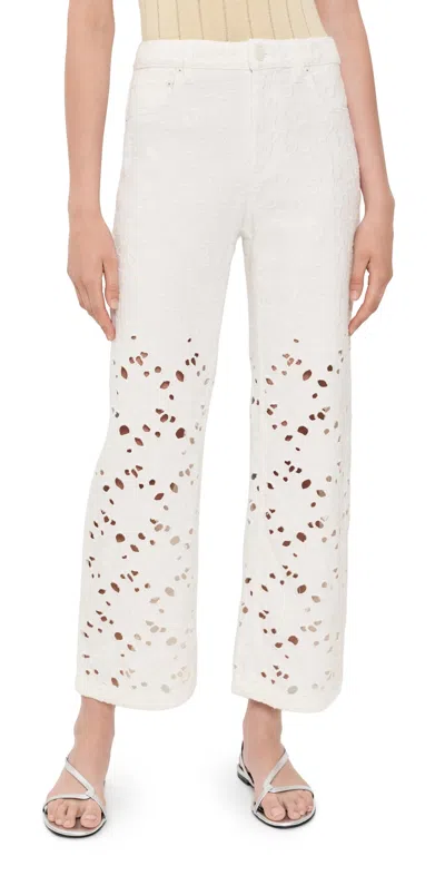 Alice And Olivia Chic High Rise Ankle Jeans In Off White In Metallic