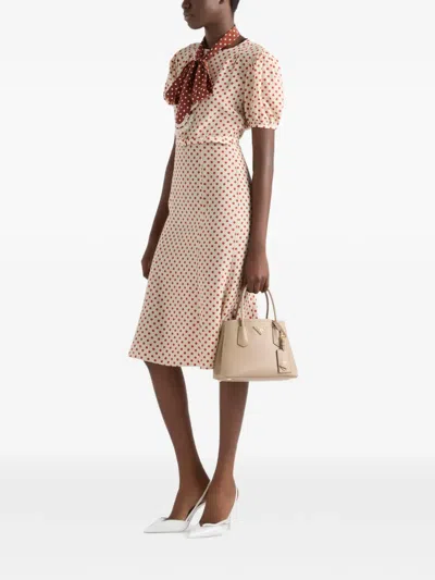 Prada Double Small Saffiano-leather Bag In Neutral