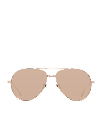 Linda Farrow Lfl518 C3 Aviator Sunglasses In Rose Gold