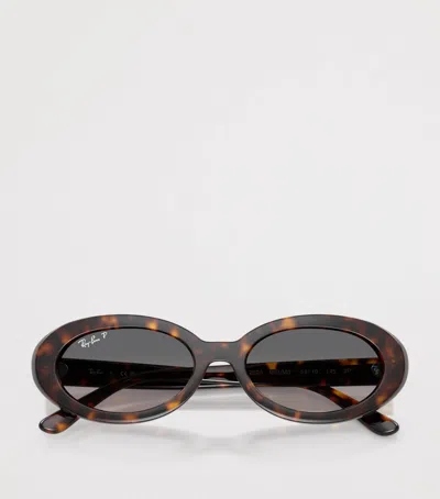 Ray Ban Ray-ban 54mm Gradient Polarized Oval Sunglasses In Brown