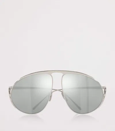 Loewe Hillock Pilot Sunglasses In Silver