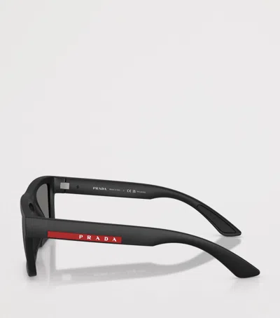 Prada Linea Rossa 58mm Polarized Rectangular Sunglasses In Black