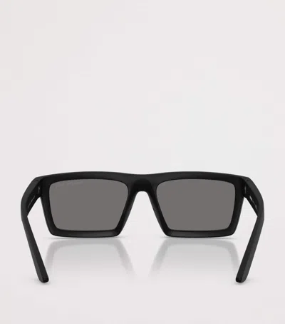 Prada Linea Rossa 58mm Polarized Rectangular Sunglasses In Black