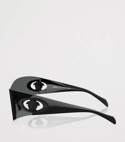 Versace Eclipse 142mm Rimless Wrap Shield Sunglasses In Gray