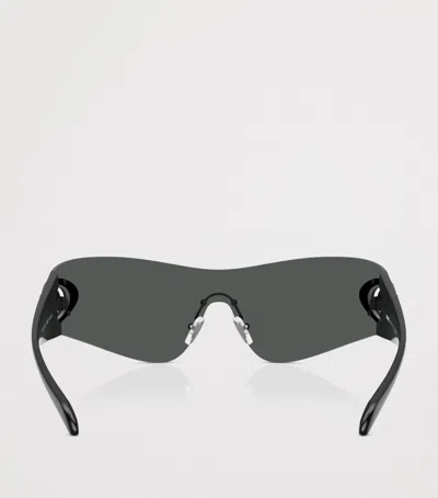 Versace Eclipse 142mm Rimless Wrap Shield Sunglasses In Gray