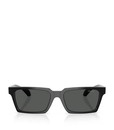 Versace Acetate Rectangular Sunglasses In Black