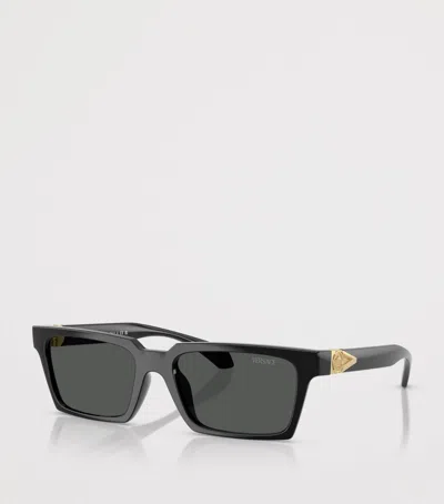 Versace Acetate Rectangular Sunglasses In Black