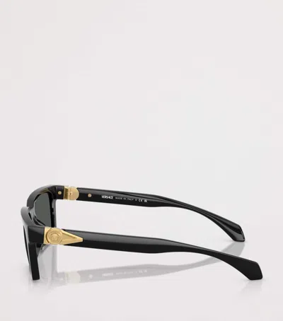 Versace Acetate Rectangular Sunglasses In Black