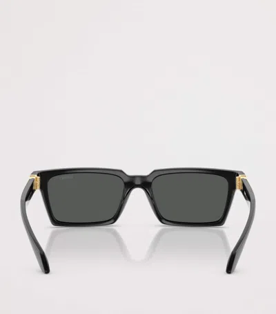 Versace Acetate Rectangular Sunglasses In Black