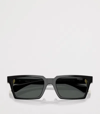 Versace Acetate Rectangular Sunglasses In Black