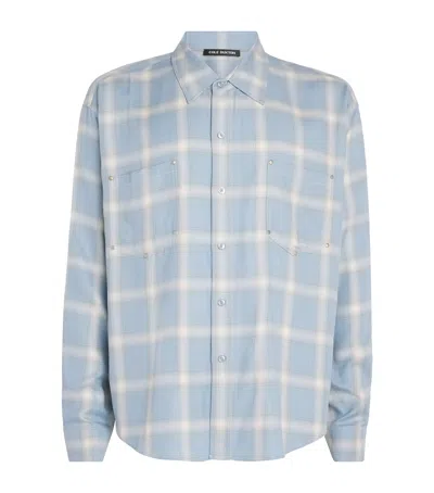 Cole Buxton Check-pattern Stud-embellished Shirt In Blue