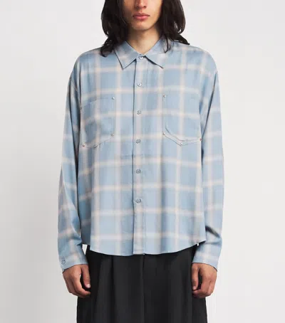 Cole Buxton Check-pattern Stud-embellished Shirt In Blue