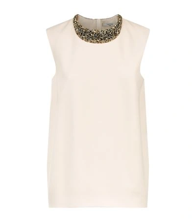 Shop Lanvin Embellished Neck Crepe Top