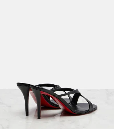 Christian Louboutin Mulazee Leather Mules Crossover Straps Stiletto Heel In Black