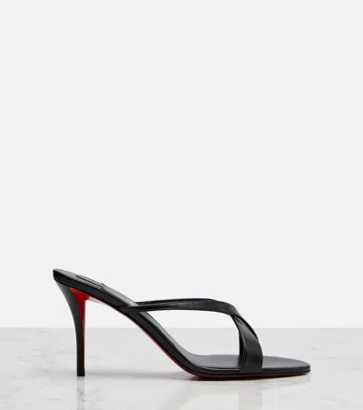 Christian Louboutin Mulazee Leather Mules Crossover Straps Stiletto Heel In Black