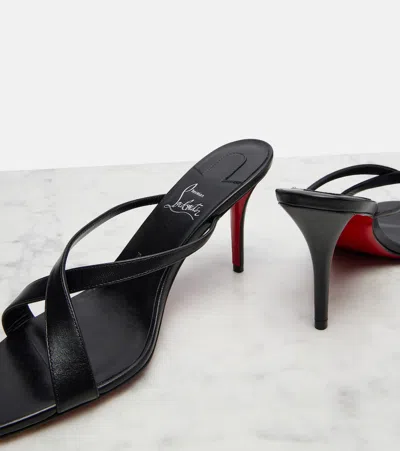 Christian Louboutin Mulazee Leather Mules Crossover Straps Stiletto Heel In Black