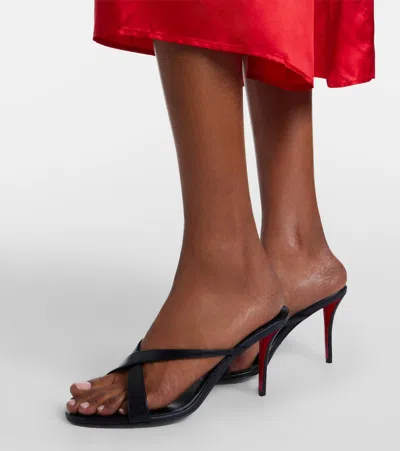 Christian Louboutin Mulazee Leather Mules Crossover Straps Stiletto Heel In Black