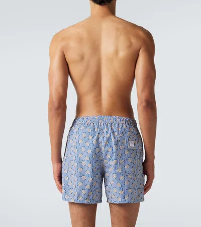 Fedeli Madeira Printed Swim Trunks In Blue