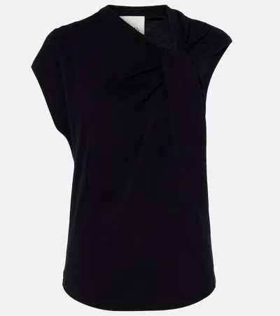 Isabel Marant Nayda Gathered Cotton Jersey T-shirt In Black