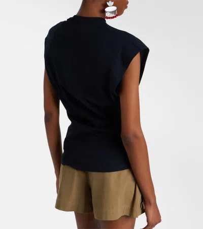 Isabel Marant Nayda Gathered Cotton Jersey T-shirt In Black