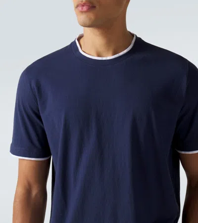 Fedeli Cotton Jersey T-shirt In Blue