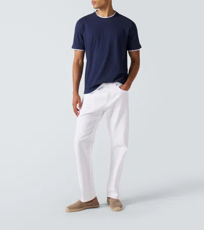 Fedeli Cotton Jersey T-shirt In Blue