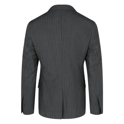 Ferragamo Pinstripe Buttoned Jacket In Gray