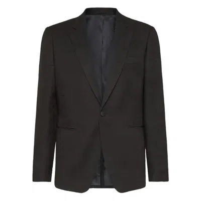 Ferragamo Buttoned Wool Jacket In Black