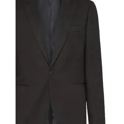 Ferragamo Buttoned Wool Jacket In Black