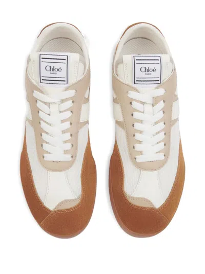 Chloé Kick Brown Sneaker With Logo Patch On The Tongue And Logo Lettering On The Back In Fabric And Suede 