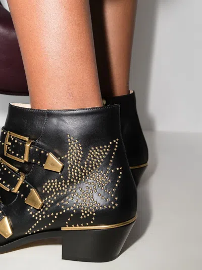 Chloé Women Black Embellished Susanna Ankle Boots, 8.5 Luxury Boots For Women Darveys