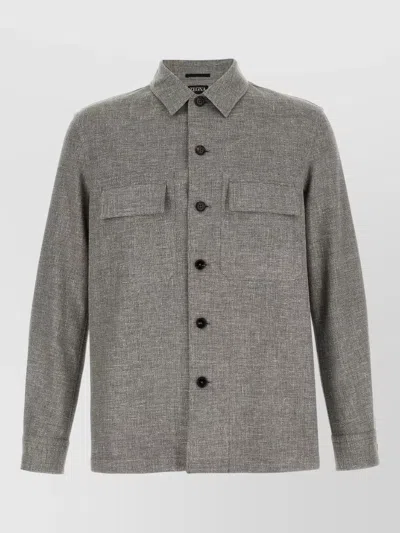 Zegna Crossover Overshirt Jacket Chest Pockets In Pattern